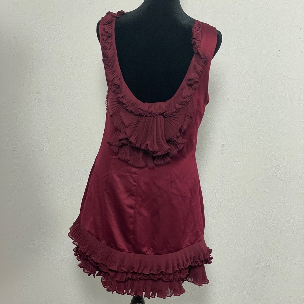 Maroon Ruffled Bizz Mini Dress - Picture 3 of 5